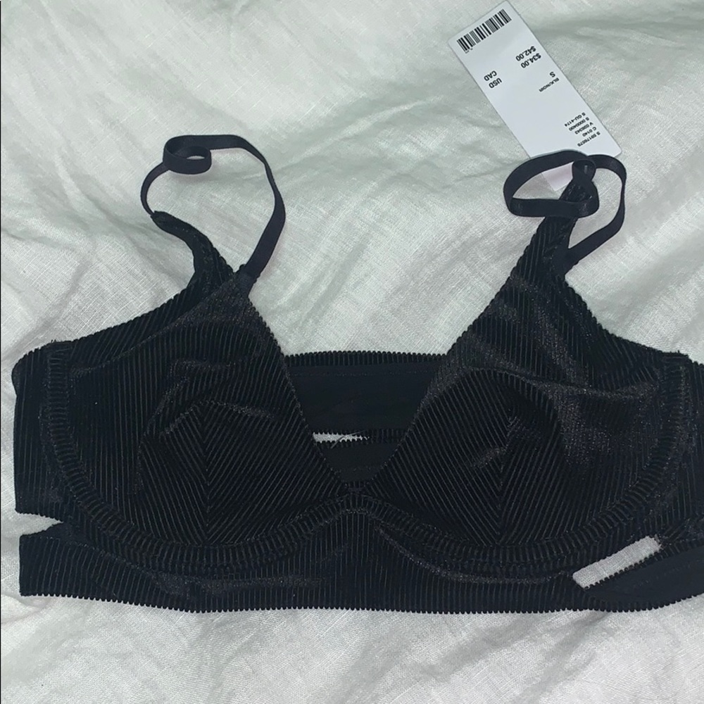 Urban Outfitters black velvet ribbed bralette